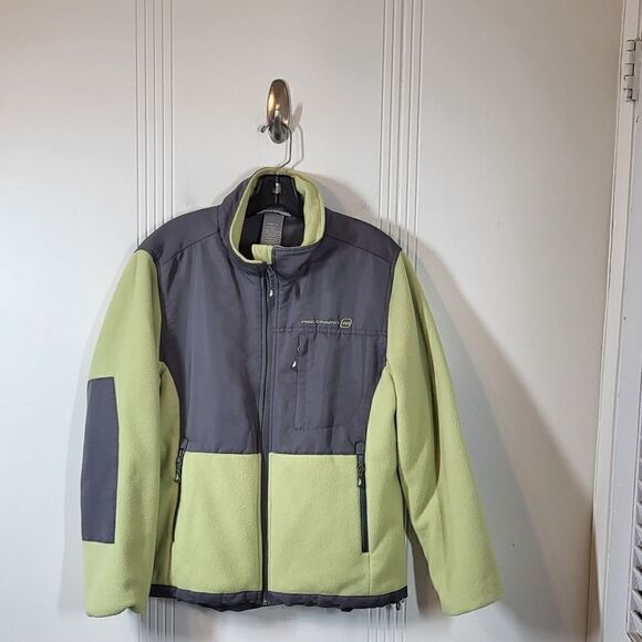 Plus Size Women's Free Country Yellow & Gray Fleece Jacket - Picture 1 of 11